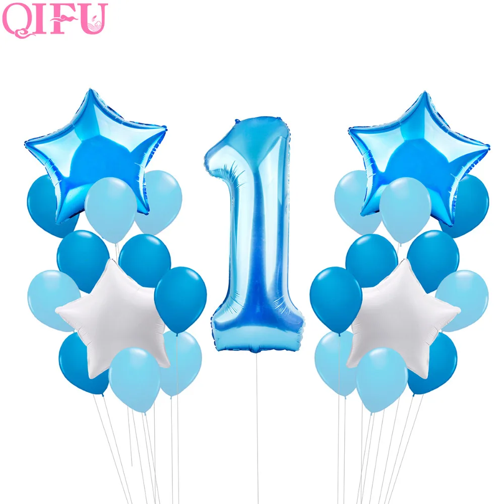QIFU, мой первый день рождения, воздушные шары с цифрами, воздушные шары для мальчиков и девочек, украшения для первого дня рождения, Детские праздничные шары, комплект