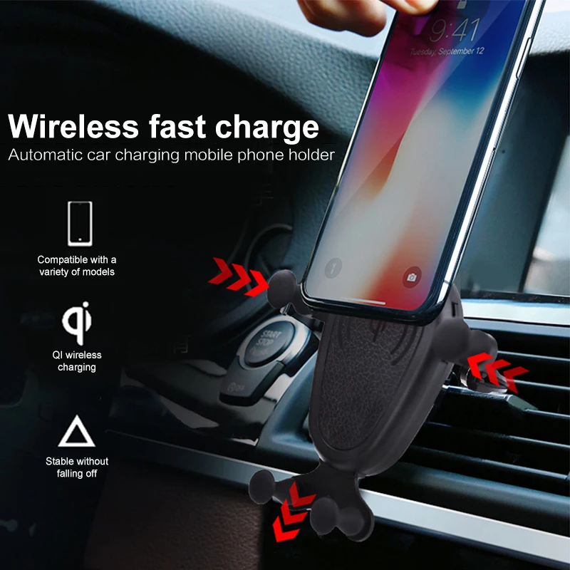 

Qi Car Wireless Charger For iPhone 8 Plus Xs Max Xr X in Car Air Outlet Bracket Fast Wirless Charging Smartphone Holder cargador