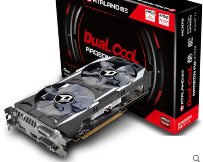 New Graphics card DATALAND R9 370X cool to 4G Plus 1080/5700 MHz 4GB / 256bit video card HDMI+DVI+dvi free shipping