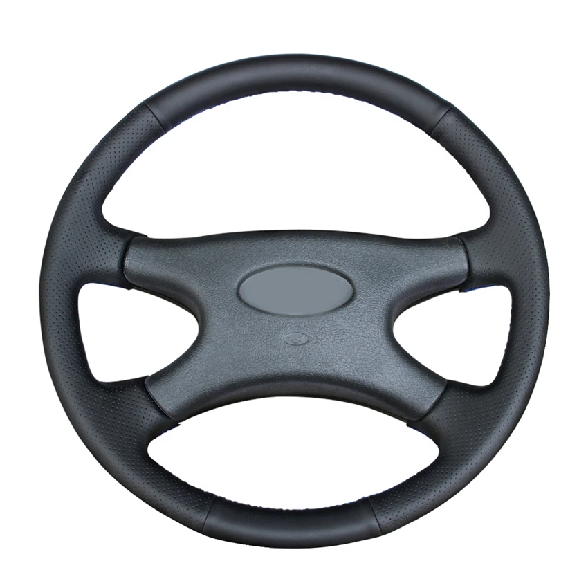 Рука сшитый черный искусственная кожа PU чехол рулевого колеса автомобиля для Lada Niva 2006- 2107 1997-2012