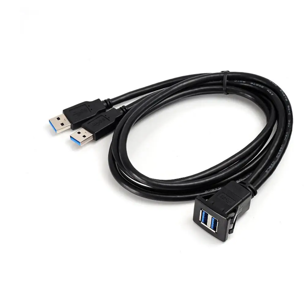 1M Dual USB 3.0 Car Dashboard Audio Extension Cable Waterproof Line Audio Extension Cable for LCD TV Extension Panel Cable