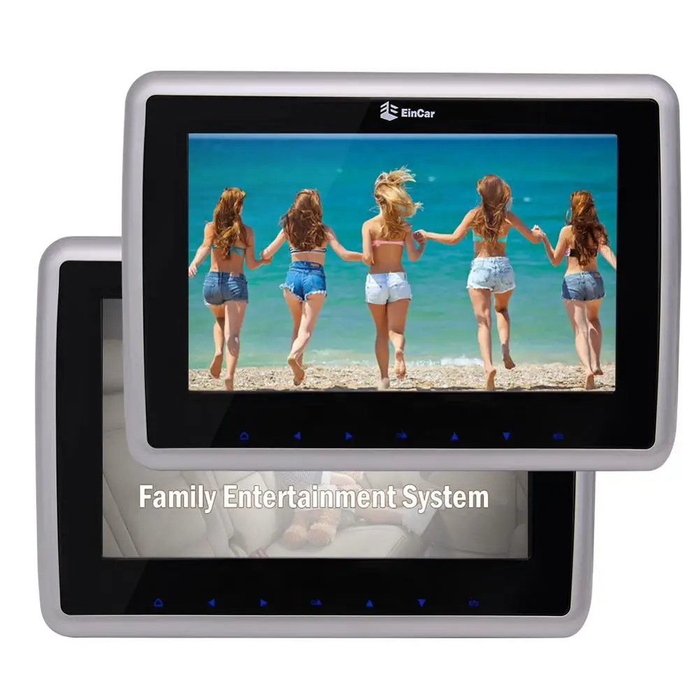Best Pair of 10.1" Headrests DVD Player HD 1024*600 Resolution Screen Car Monitor CD DVD 1080P Video Player USB/SD AV input/output 2