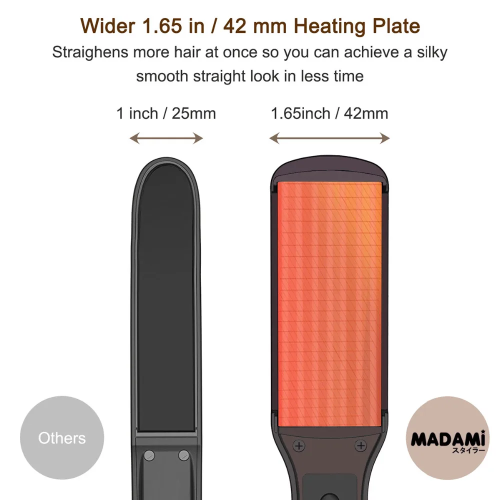 Korean Hair Straightener Keratin Treatment Floating Wide Plate Ceramic Flat Iron Dual Voltage Hair Curling Iron Salon Styler 4