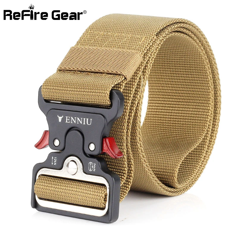 

ReFire Gear Army Quick Release Tactical Belt Men Heavy Duty SWAT US Soldier Combat Military Belt Safety Web 1000D Nylon Belt 5cm