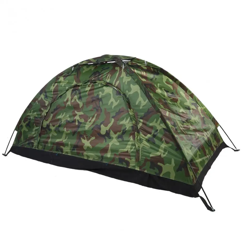 

1-4 Person Outdoor Beach Tent Camouflage Camping Tent Single Layer Lightweight Waterproof polyester fabric Tents With Carry Bag