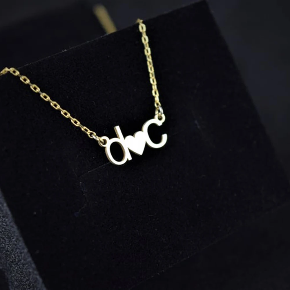

FYW Personalized Classic Letter Name Heart Necklace For Women Couple Stainless Steel Love Pendant Necklace Set Free Engraving