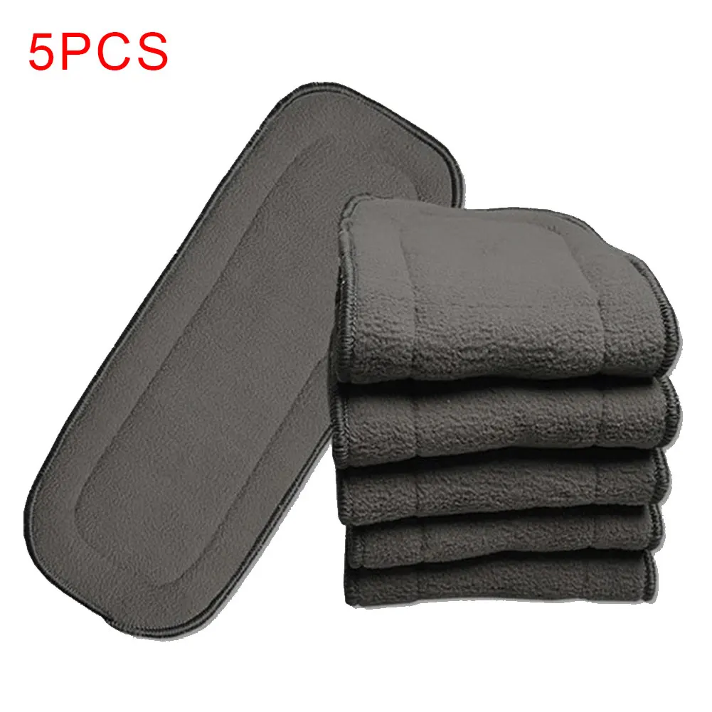 

5Pcs Diapers Baby Nappies Urine Mat Super-absorbent Washable 5 Layers Bamboo Charcoal Reusable Cloth Liners Insert Cover Newborn