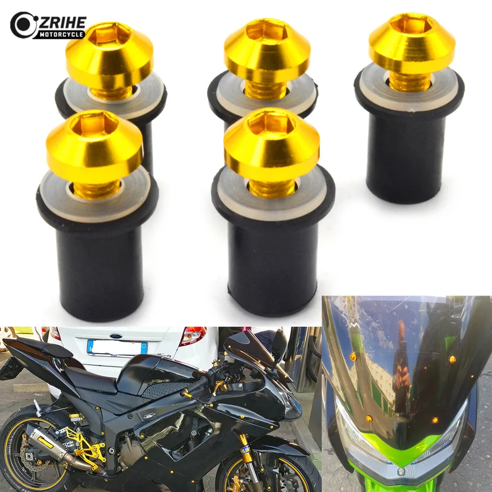 Front Windshield Bolt Fixed 5mm Golden nuts bolt caps motocycle part For Benelli BJ BN 300gs 600gs 300 600 600i i gs BN600 BN302