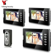 YobangSecurity Wired 7″Inch Monitor Video Intercom Doorbell Door Phone Audio Intercom Entry Access System 1 Camera 3 Monitor