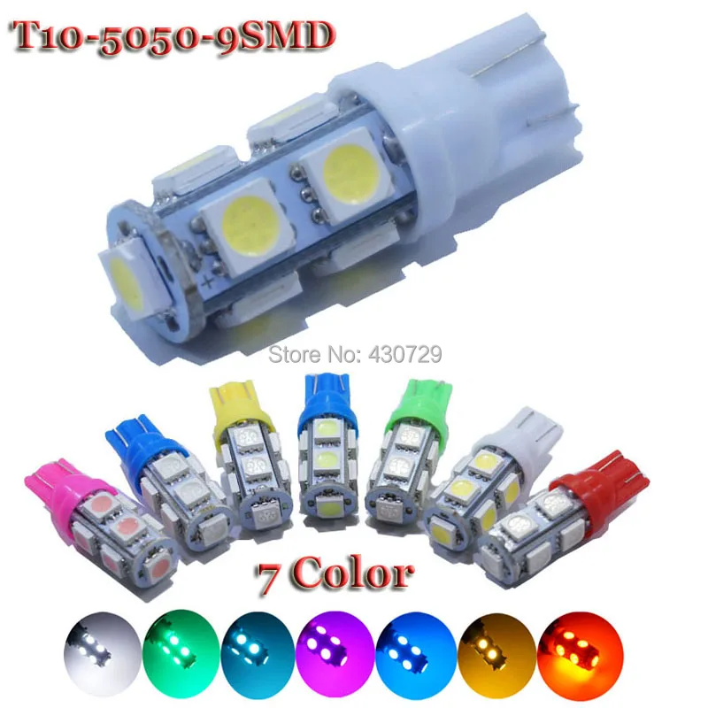 10pcs T10 194 W5W 147 5050 SMD 9 LED White ice blue red pink Car Light Bulbs Interior Wedge Lamp External Clearance Lights | Автомобили и