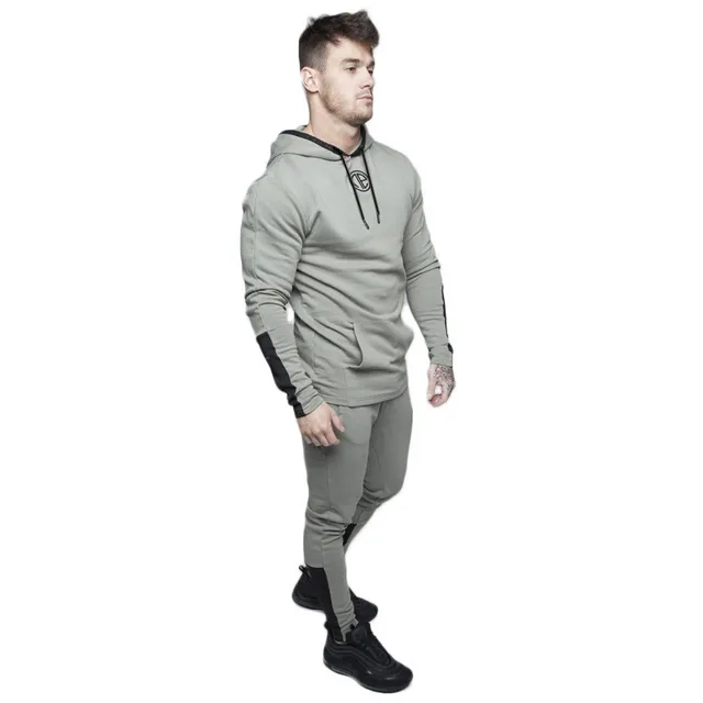 US $28.70 Fashion Suit Running Men Clothing Set Gym Sportwear Tracksuit Fitness Body building Mens Hoodies+Pa