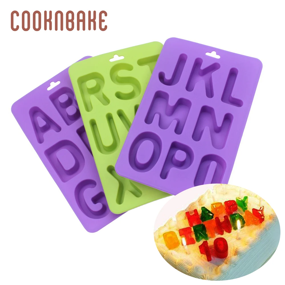 

COOKNBAKE Silicone Mold for Chocolate candy Biscuit Cake Decorated Form Letter A-Z Gummy Pastry form Ice soap mould DIY Birthday