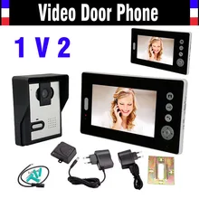 Sistema inalámbrico de intercomunicación Video teléfono de la puerta 7 ” de portero automático Intercom timbre Video de la puerta campana de timbre inalámbrico con cámara 1V2