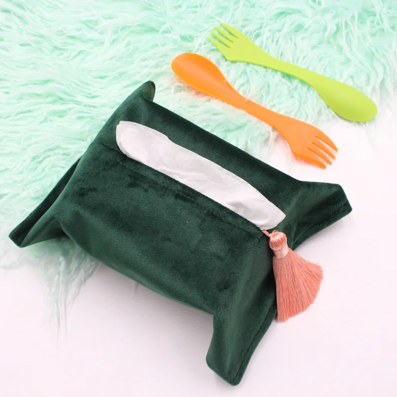 

Nordic Style Tissue Box Velvet Napkin Holder Cover Car Paper Towel Container Tissue Cases Desktop Home Organizer