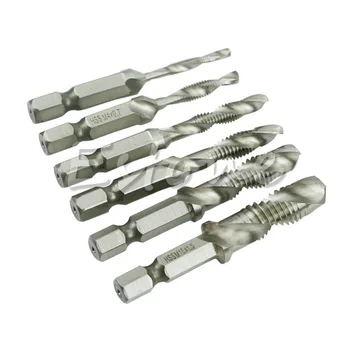 

High Speed 6Pcs HSS Machine Screw Thread Metric Plug Hand Tools Tap Drill Bits M3-M10