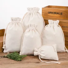 500 шт./лот натуральный холст из хлопка Подарочный мешочек с кулиской индивидуальный логотип экологически безопасного хранения бакалеи сумка-мешок