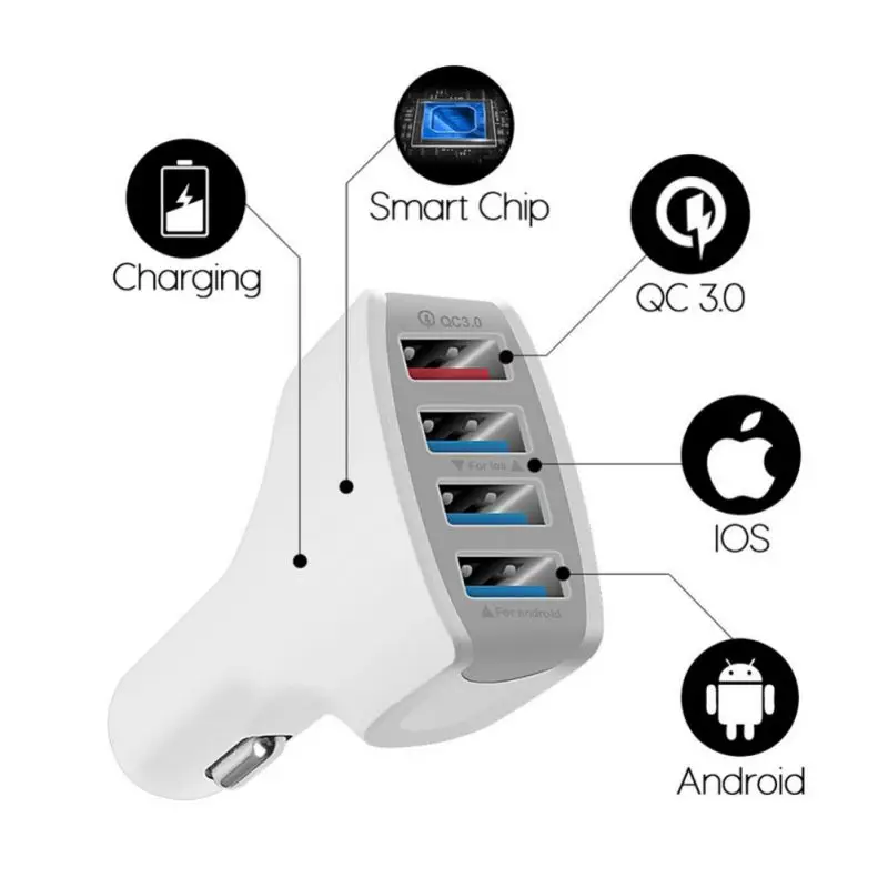 Автомобильное зарядное устройство адаптер Quick Charge 3,0 4 USB 7A QC3.0 автомобильное быстрое зарядное устройство для мобильного телефона