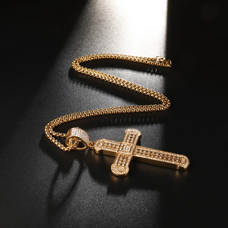 D & Z новая роскошь Iced Out Bling Хрустальный Крест Ожерелье христианский Иисус