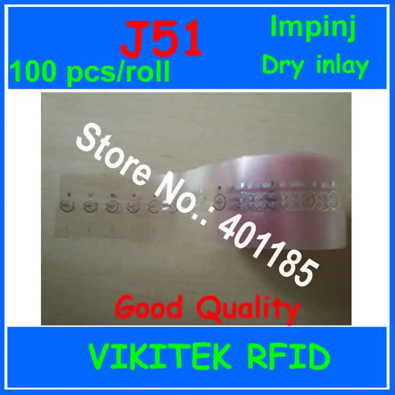 

UHF RFID tag Impinj J51 dry inlay 1000pcs per roll 860-960MHZ Monza5 915M EPC C1G2 ISO18000-6C can be used to RFID tag and label