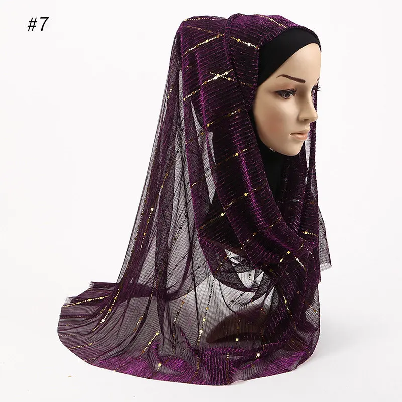 Новинка, блестящая мусульманская женская накидка, мгновенный хиджаб, готов к износу, тюрбан, платок для женщин, головной платок, мусульманская одежда