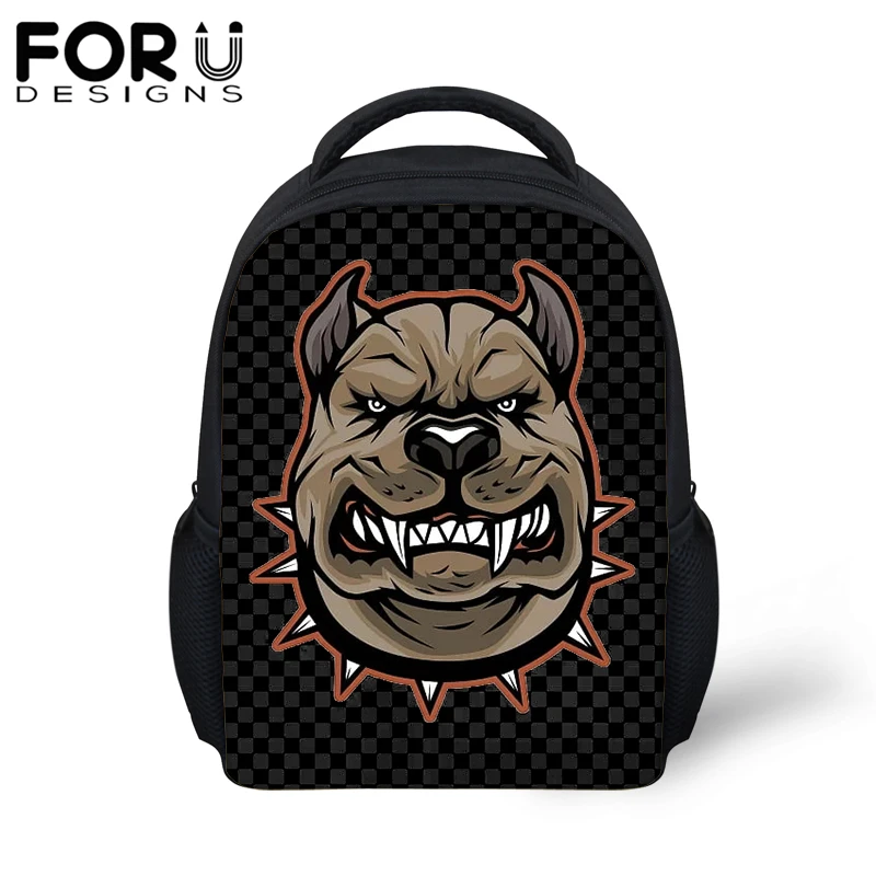 

FORUDESIGS Cartoon Pitbull Dog Small School Bags For Baby Boys 12 inch Backpack Children Kids Kindergarten Schoolbag