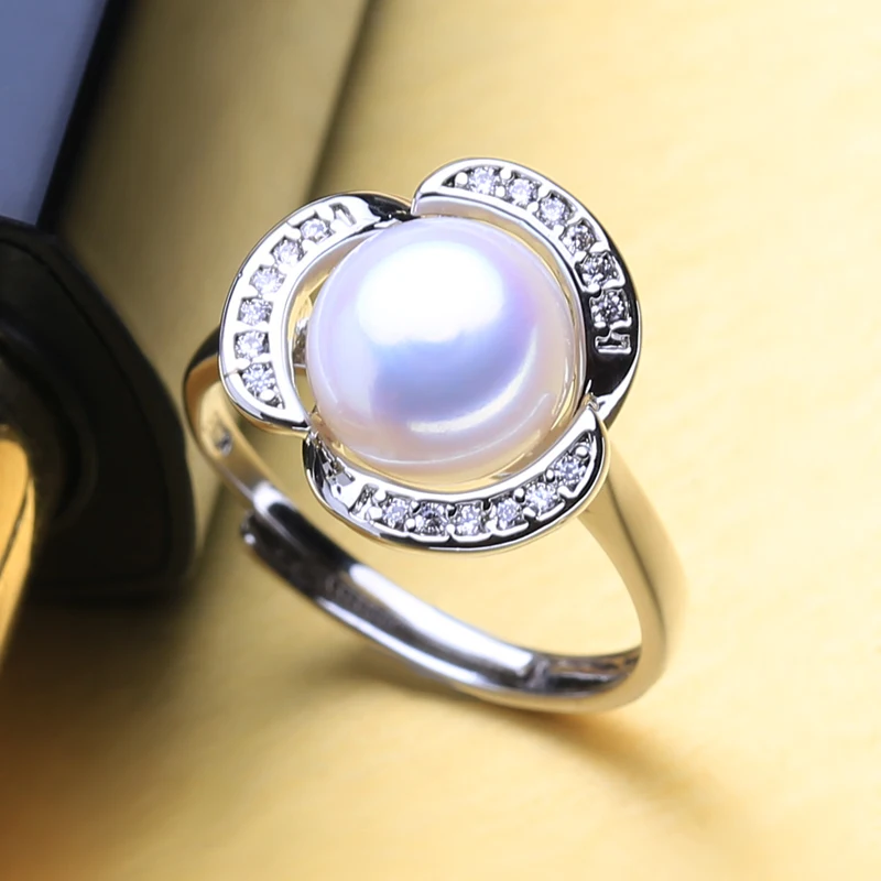 

FENASY 925 Sterling Silver Ring Natural Freshwater Pearl Rings For Women New Pearl Jewelry Fashion Romantic Flower Rose Ring