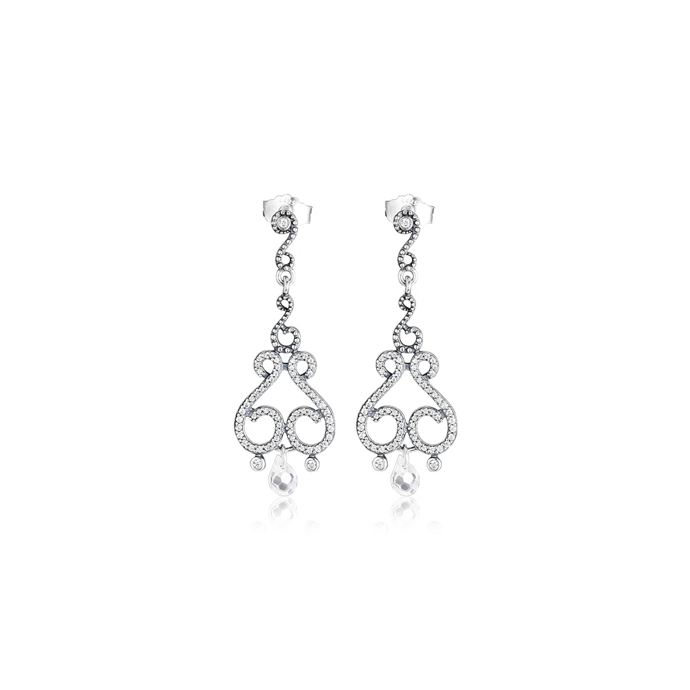 

Swirling Chandeliers Drop Earring 925 Sterling Silver Clear CZ Earrings For Women Wedding Party Gift DIY Jewelry Promotion