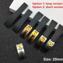 20 мм черный натуральный силиконовый резиновый ремешок для часов Ремешок для ролевого ремешка Daytona Submariner GMT OYSTERFLEX браслет логотип на