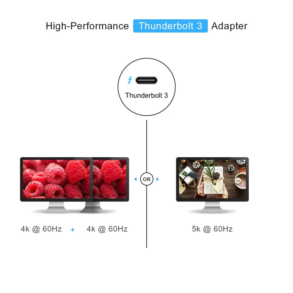 Док станция Thunderbolt 3 кабель [сертифицирован] к двойному адаптеру DP поддержка двух