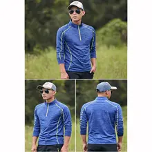 Мужская спортивная футболка с длинным рукавом, эластичная компрессионная Спортивная футболка, Быстросохнущий Фитнес-топ