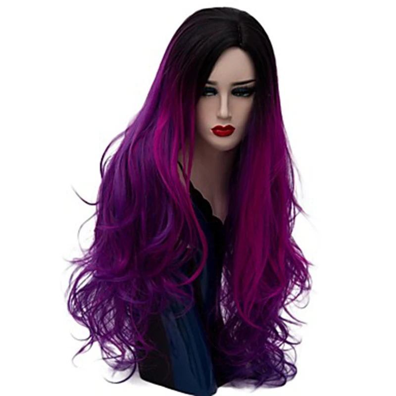 HAIRJOY для женщин синтетические волосы Омбре длинные волнистые костюм Фиолетовый парик для косплея Синий Зеленый 3 Цвета