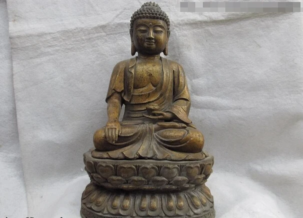 

Collectible bronze lion statue S1061 Chinese Buddhism Temple elegance copper bronze Aquarius Sakyamuni Buddha statue (B0328)