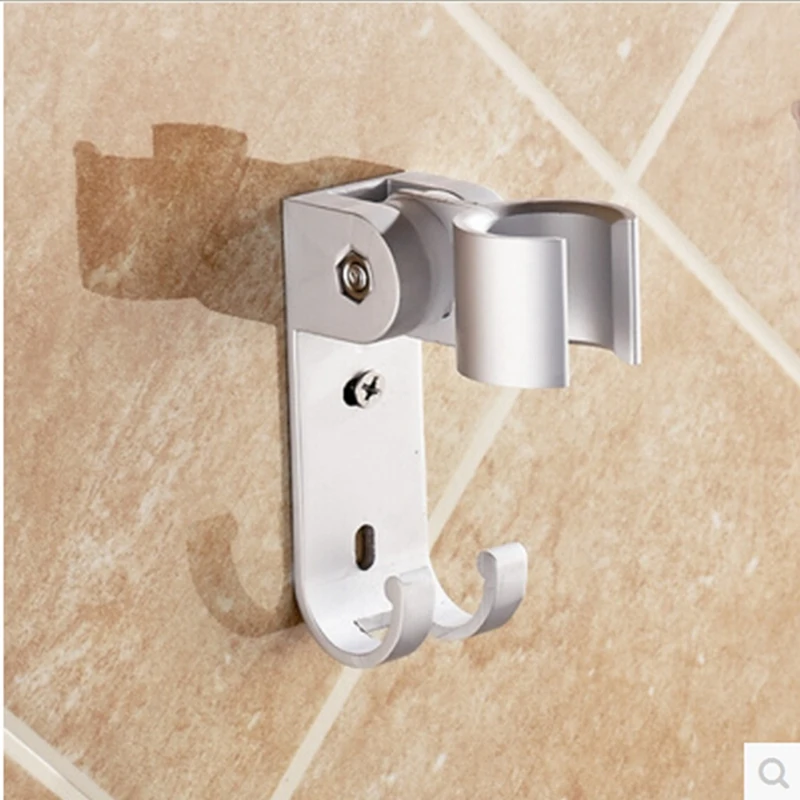 Free-Shipping-Aluminum-Wall-Mounted-Hand-Shower-Holder-Handheld-Sprayer-Pedestal-Bracket-W-Hooks-Faucet-Accessories