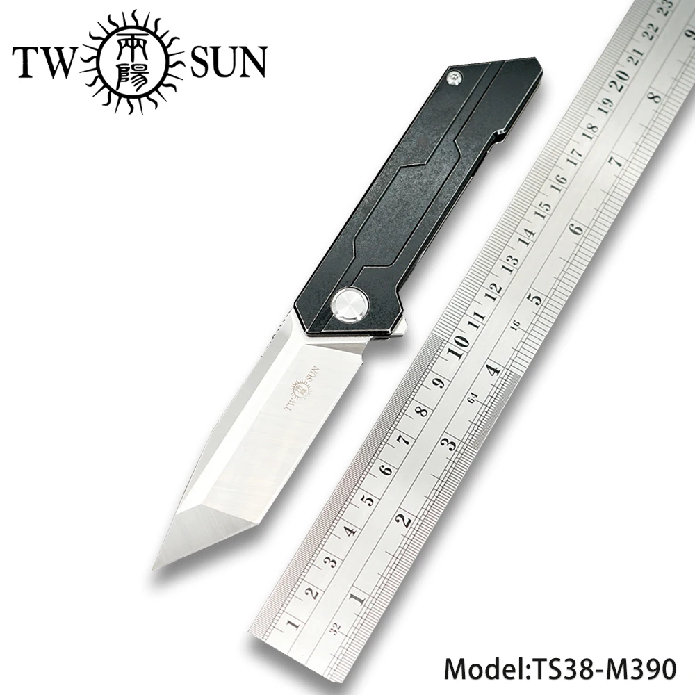 

TWOSUN Knives M390 Folding Pocket Knife tactical knife Survival knives camping outdoor TC4 Titanium ball Bearings Fast Open TS38