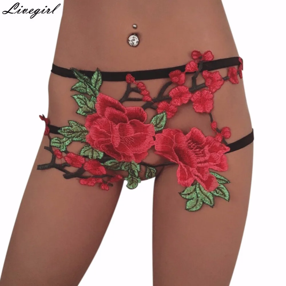 Sexy Embroidered Women Lace G Strings Trendy Underwear Female Flower