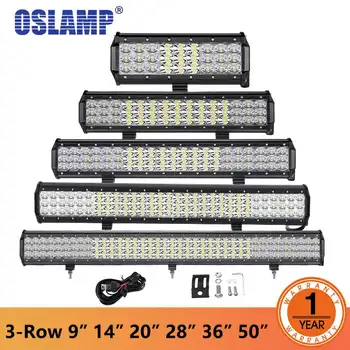 

Oslamp 9"12" 14" 20" 23" 28" 36" 44" 50" 3-Row LED Light Bar Offroad Combo Led Work Light Bar DC 12v 24v Truck SUV ATV 4WD 4x4