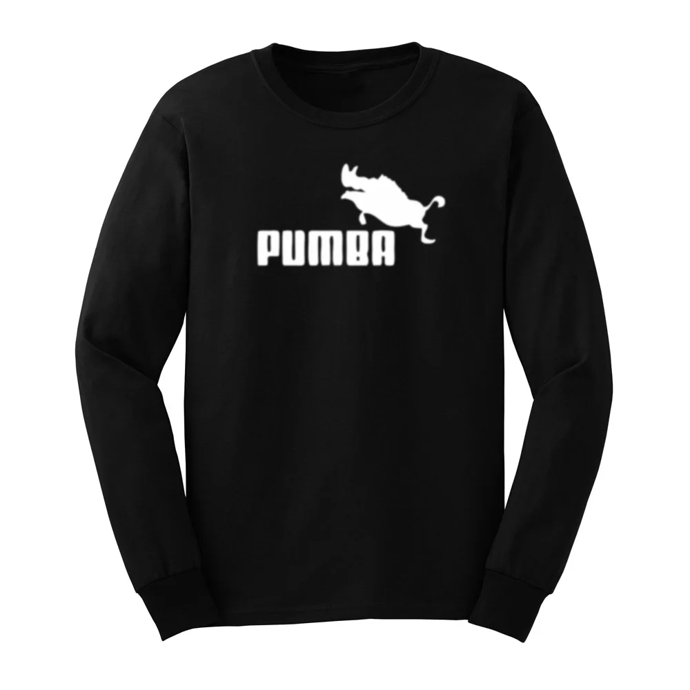 Для мужчин s Pumba Забавные футболки с длинными рукавами с графическим принтом, повседневные мужские футболки