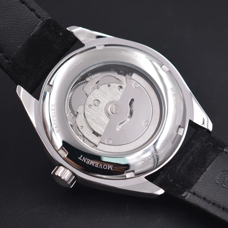 Corgeut мужские часы с сапфировым кристаллом с синим циферблатом и черным ремешком, простые мужские часы Miyota с автоматическим механизмом