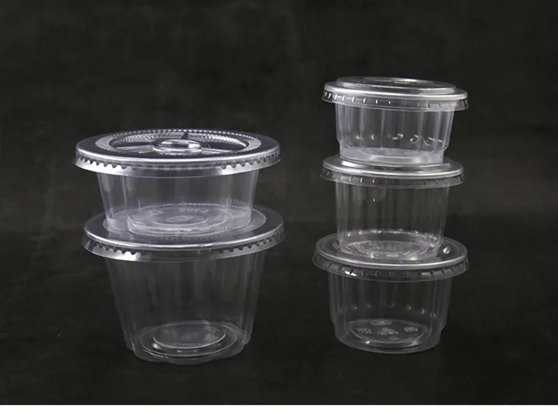 100pcs High quality creative plum blossom disposable pudding cup 120ml small ice cream jelly diy dessert plastic cups with lid