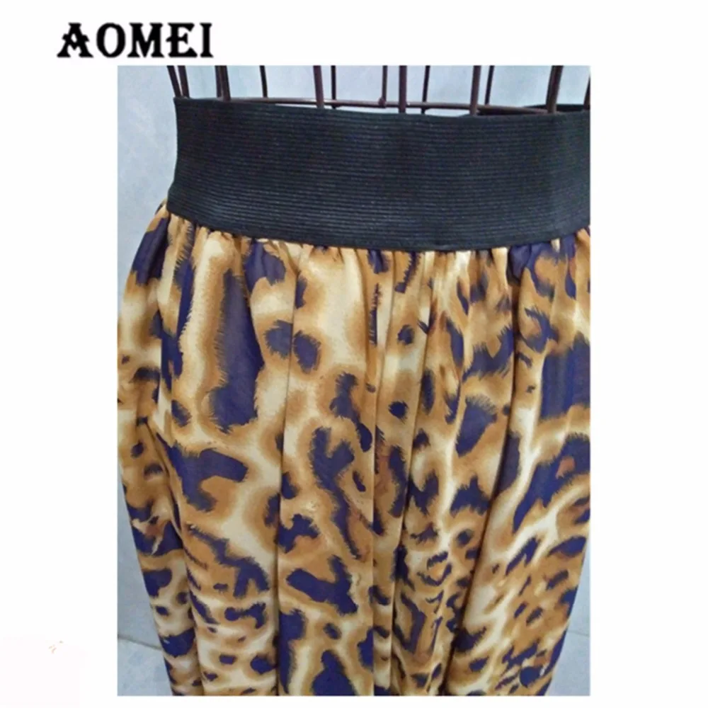 Новая женская леопардовая Свободная юбка с поясом, плиссированные элегантные длинные юбки, Женская юбка Faldas Saia 2XL, юбка длиной до щиколотки, коричневая юбка
