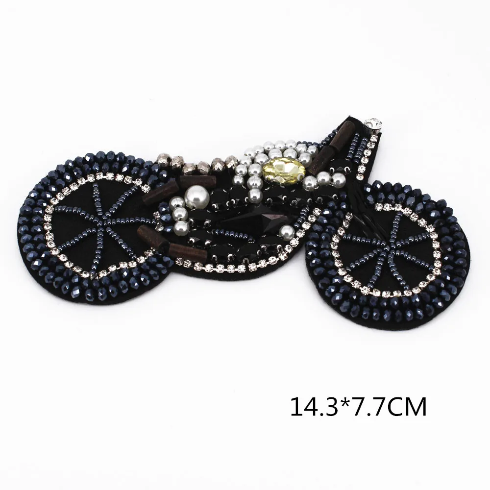 

Sewing on mototbike Applique Clothes Shoes Bags Decoration Rhinestone Patch for Clothing Crystal applique for kids coat