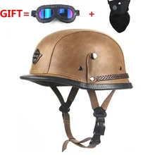 SPEDIZIONE GRATUITA Harley WWII Stile Aperto Viso Mezza Casco di Cuoio Harley Moto Moto Casco Moto d’epoca Moto Vespa