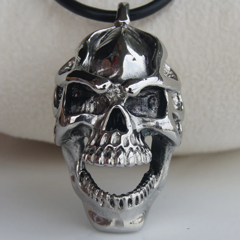 

cool big skull 316L stainless steel necklaces & pendants free shipping men jewelry
