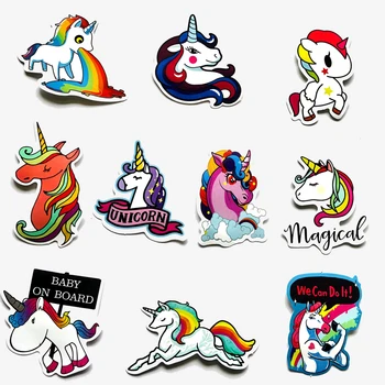 

10Pcs Colorful Cute Unicorn Stickers for Laptop Car Styling Phone Luggage Bike Motorcycle Mixed Cartoon Pvc Waterproof Sticker