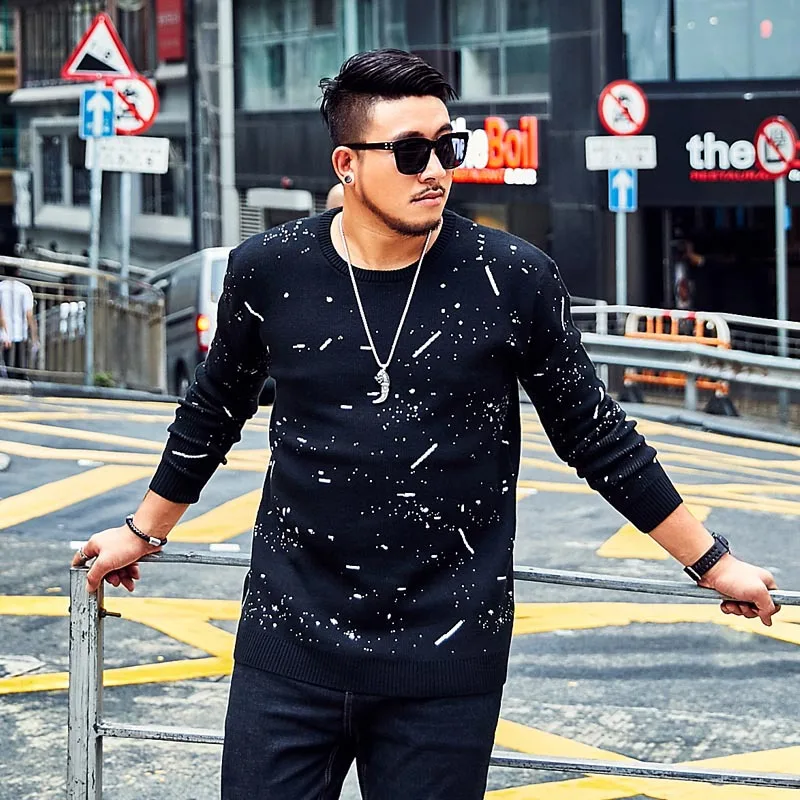#^Special Price 2019 tide brand Large size 5XL 6XL 7XL Men's Sweater Men's Loose Black Bottoming Shirt Autumn and Winter Casual Pullover