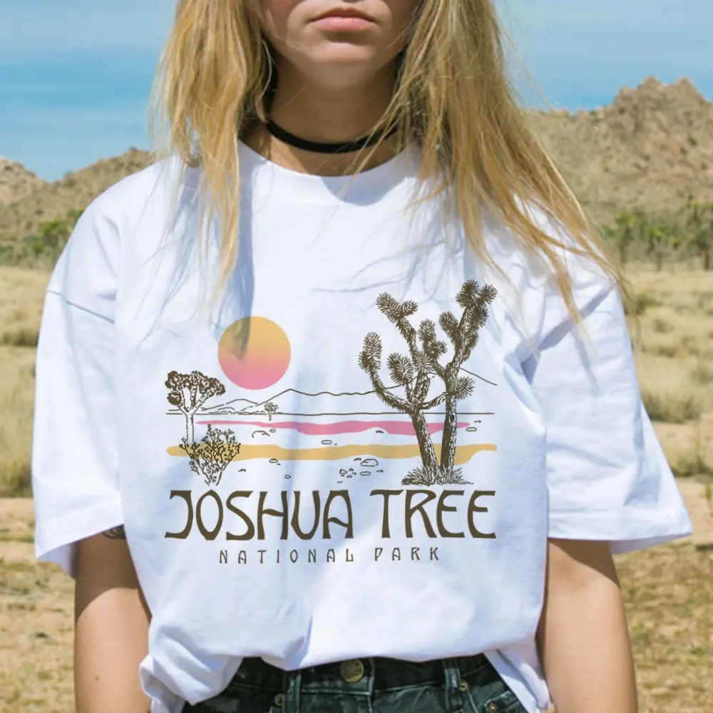 Новинка, винтажные женские футболки Joshua Tree, Графические летние футболки, топы California Harajuku, национальный парк, Юго-Западная пустыня, футболка для путешествий