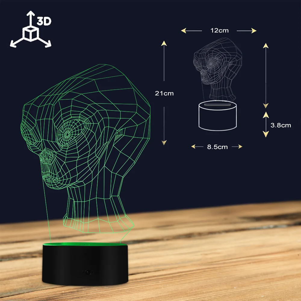 Современные чужой 3D оптический Иллюзия лампы Чужой СВЕТОДИОДНЫЙ Ночник детская комната освещение Декор соус человек 3D Голограмма визуаль