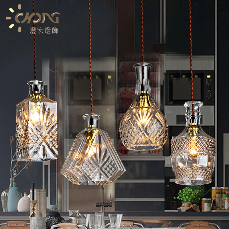 

Crystal droplight, creative restaurant cafe bar counter contracted bottle lamp droplight with personality