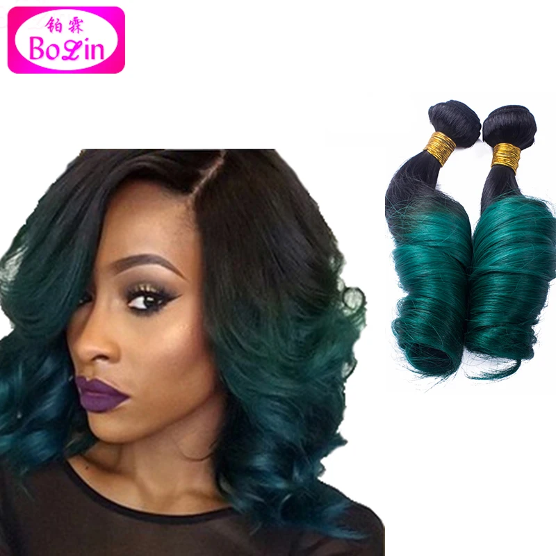 1b Green Ombre Hair Extensions 7a Ombre Peruvain Human Hair Weave