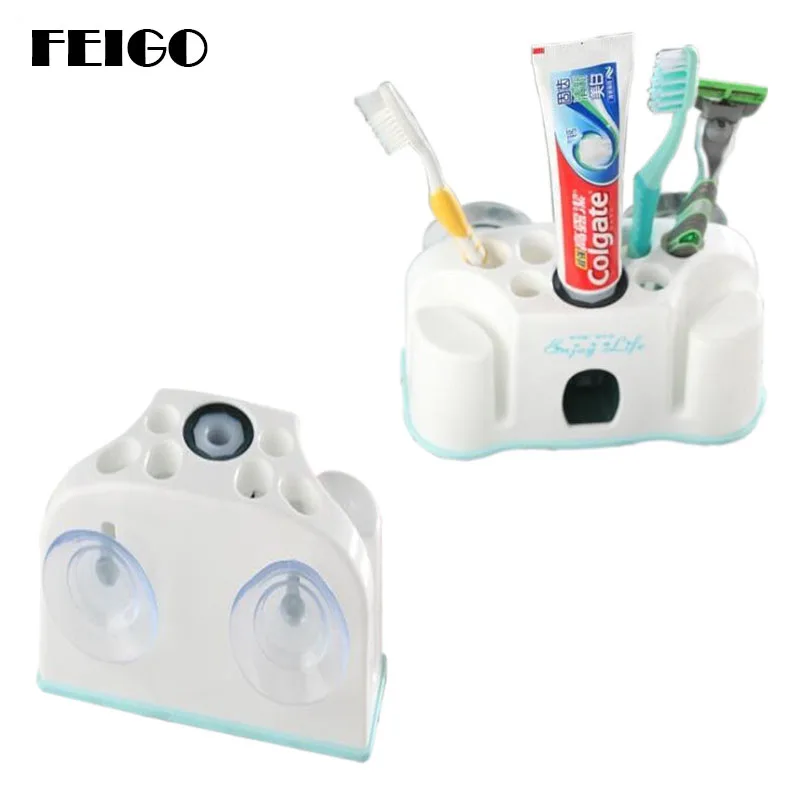 FEIGO дома держатель зубной щетки Автоматический Диспенсер зубной пасты, для зубной щетки держатель Зубная щётка подставка для настенного монтажа Ванная комната инструменты F155